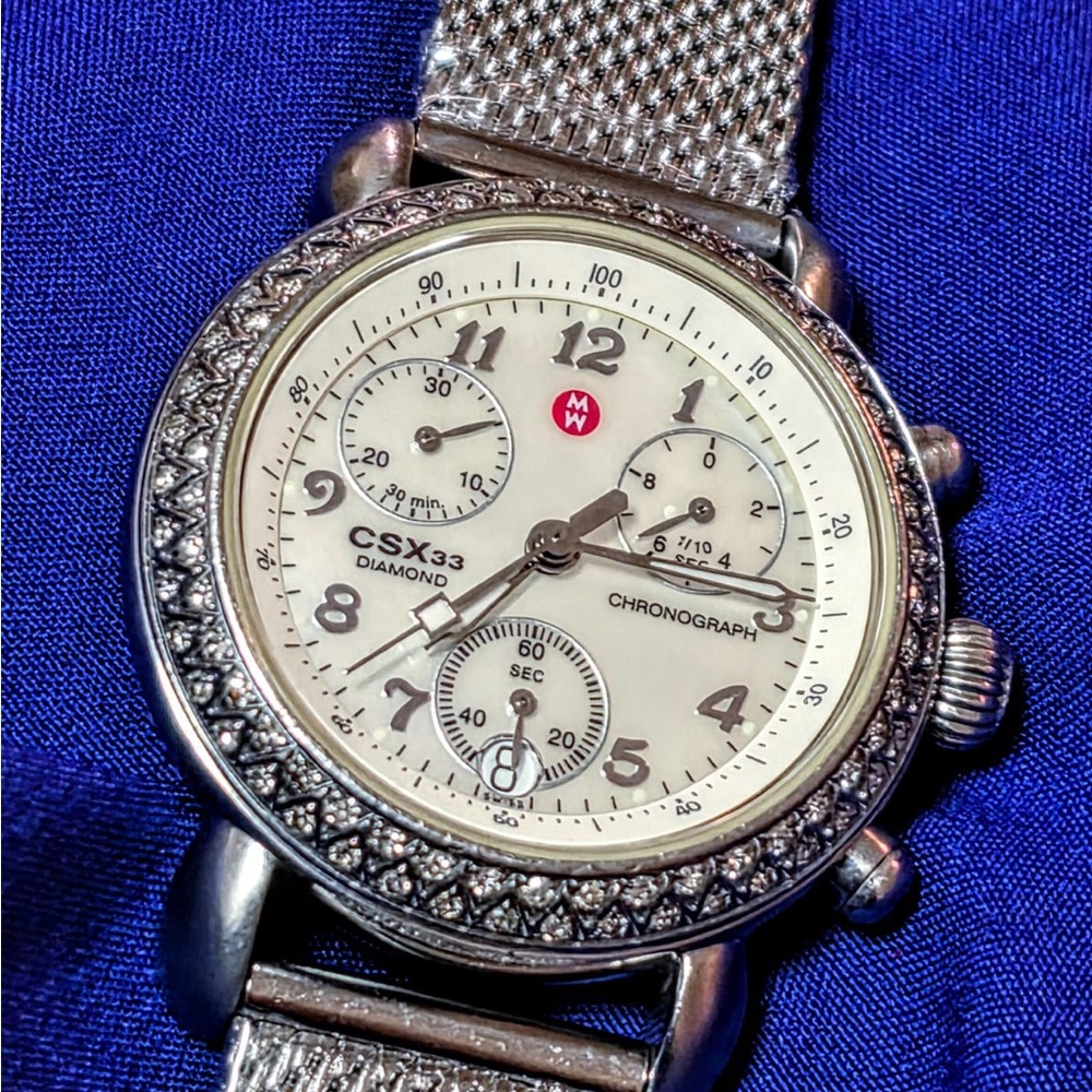 Michelle Lilou Diamond Paved 33Mm Swiss Chrono Swiss Made Women's Watch - Picture 7 of 8